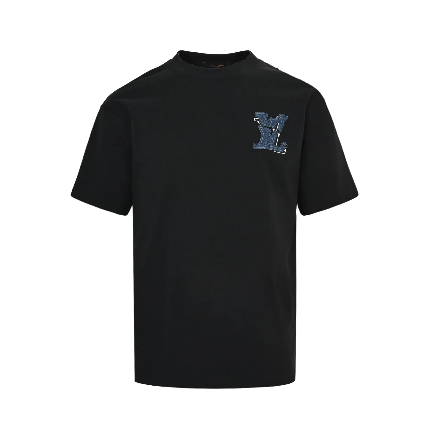 Louis Vuitton/Louis Vuitton 26ss denim patch presbyopic letter embroidered short sleeves